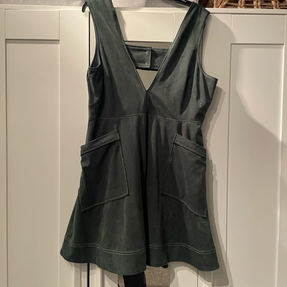 Maeve V-Neck A-Line Mini Dress - Faux Suede - Picture 10 of 10